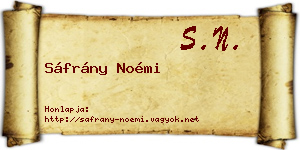 Sáfrány Noémi névjegykártya